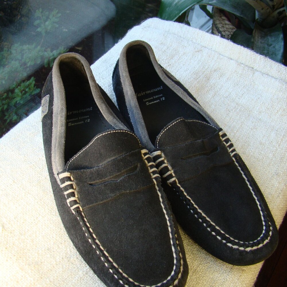 Fairmount blue genuine suede leather penny loafers driving shoes, size 12